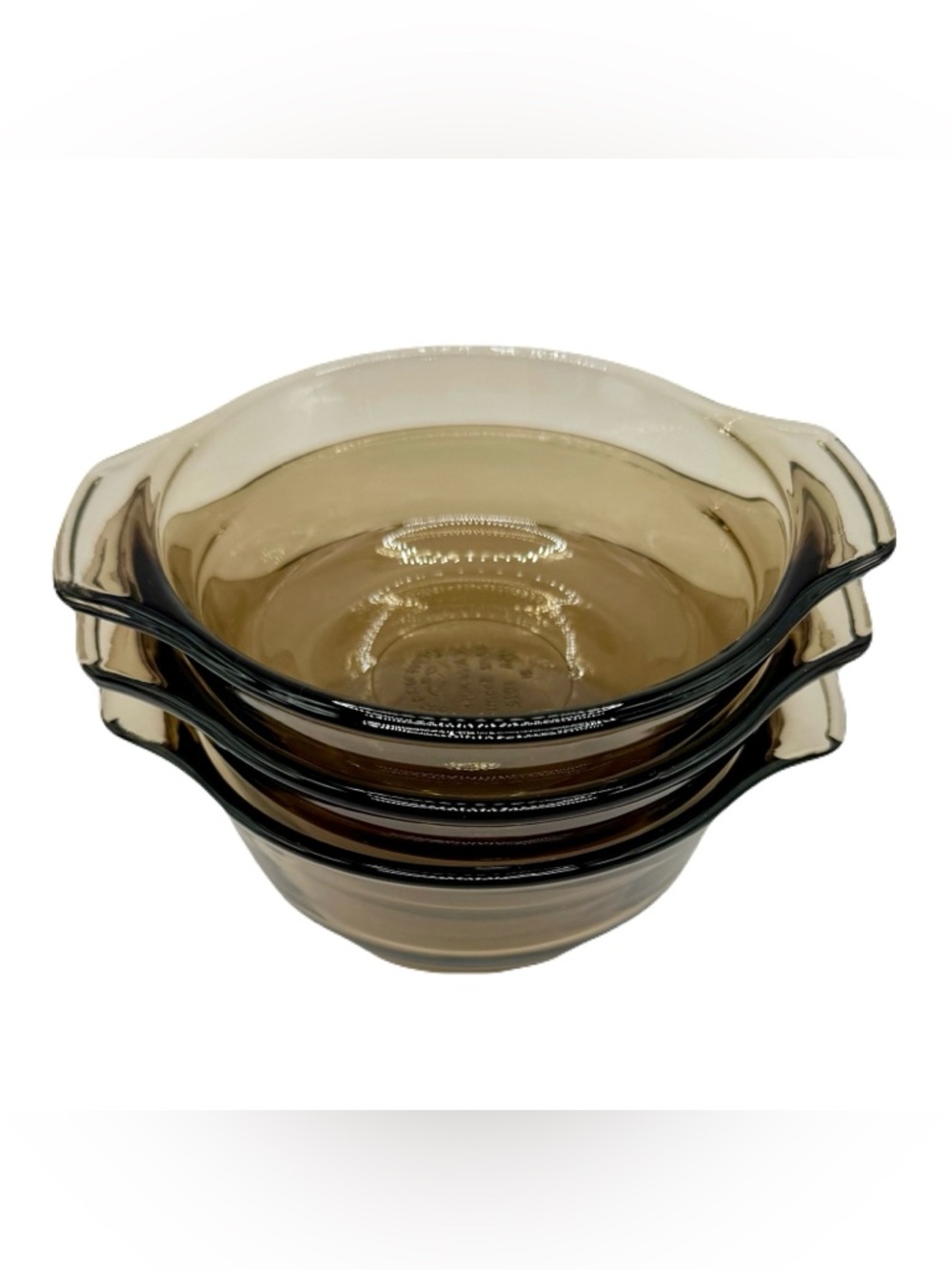 Set Of 3 Lovenware 12oz Casserole Dishes #1072, Smoky Amber Ovenware Bowls EUC